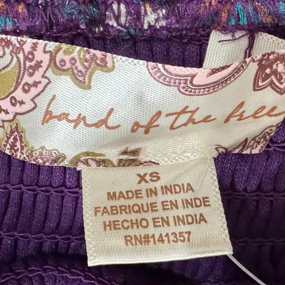 NWT BAND OF THE FREE Cropped Purple Floral Smocked Long Sleeve Blouse Sz XS - Picture 11 of 12